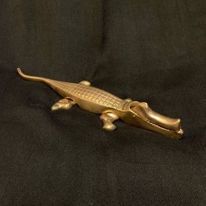 Vintage Brass Alligator Nut Cracker